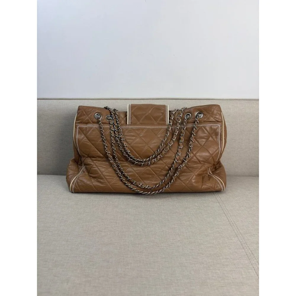 CHANEL Camel Aged Calfskin Reissue Shopping Tote Large SHW